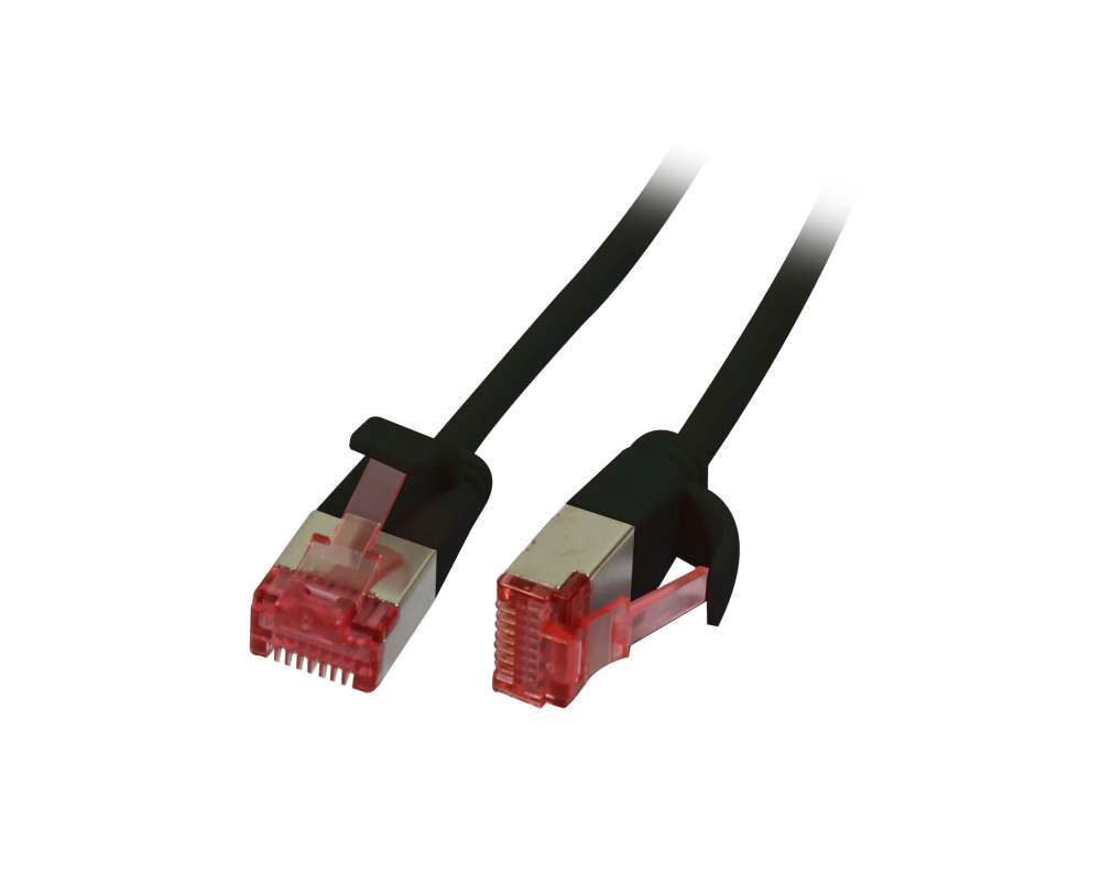 Patchkabel RJ45, CAT6 250Mhz,  0.25m schwarz, U/FTP, slimline rund d=3,8mm, Synergy 21