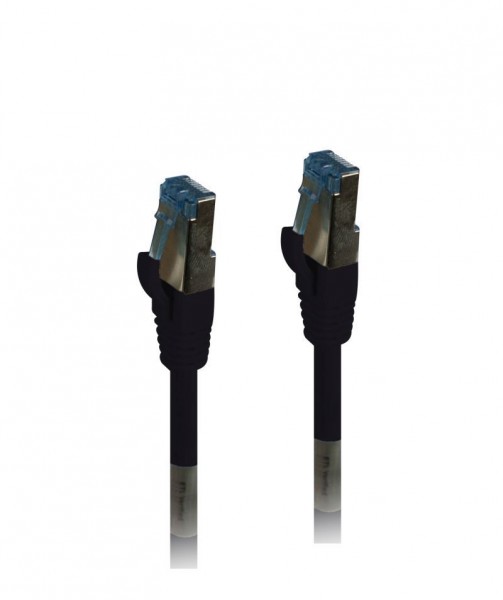 Patchkabel RJ45, CAT6A 500Mhz, 0.25m, schwarz, S-STP(S/FTP), PUR(Außen/Outdoor/Industrie), AWG26, Sy