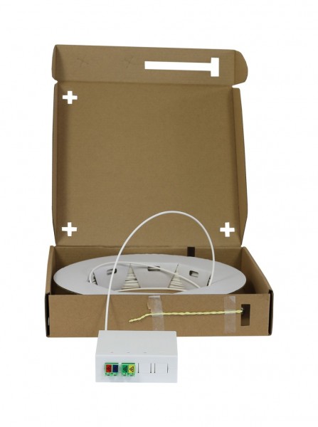 LWL-FTTH Compact Box vorkonfektioniert, 4xLC/APC -&gt; open End, 60m, 9/125u, G.657.A2, 4-Faser, OD=2