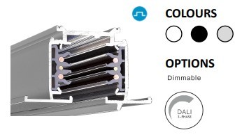 Powergear 3PH EINBAUSCHIENE DALI, Schwarz, 3 meter