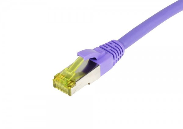 Patchkabel RJ45, CAT6A 500Mhz, 5m, lila, S-STP(S/FTP), TPE/LSZH(Ultraflex), AWG26, mit CAT7 Rohkabel