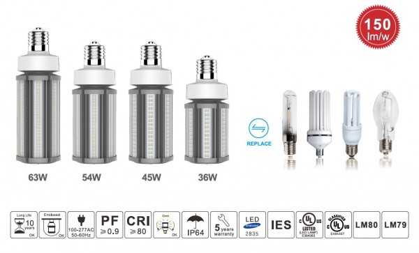 Synergy 21 LED HID Corn Retrofit E40 360° 63W nw mit ii