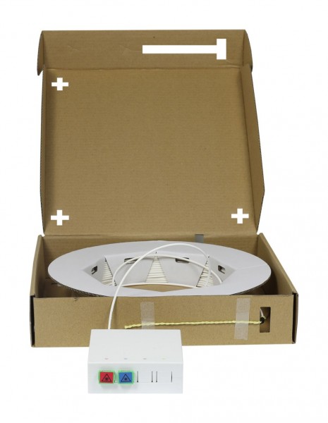 LWL-FTTH Compact Box vorkonfektioniert, 2xSC/APC -&gt; open End, 40m, 9/125u, G.657.A2, 2-Faser, OD=2