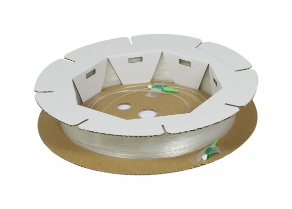 LWL-FTTH-Kabel 1G, transparent, OS2, G657.A2, 0,9mm, 250m, Vorkonfektionierte LC(APC) Stecker, Syner