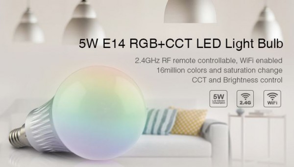 Synergy 21 LED Retrofit E14 5W RGB-WW (RGB-CCT) Lampe mit Funk und WLAN *Milight/Miboxer*