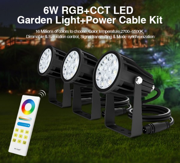 Synergy 21 LED Garten Lampe 6W RGB-WW (RGB-CCT) Set mit 3 Stück IP65 *Milight/Miboxer*