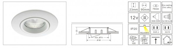 Synergy 21 LED Retrofit GU10 / GX5, 3 Deckeneinbausatz D09-silber